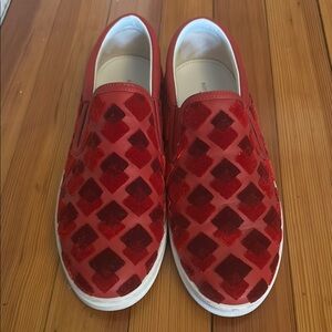 Bottega Veneta Red Diamond Pattern Sneakers